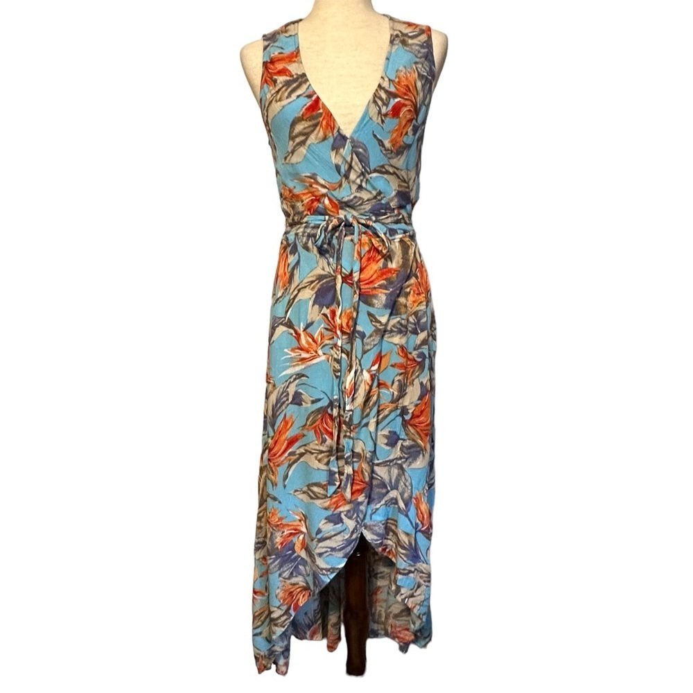 Lulus Something to Believe‎ In Tropical Cutout Wrap Maxi Dress Resort Beachy L